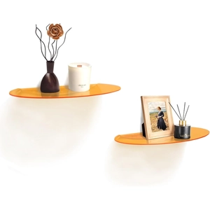 Set van 2 oranje acryl zwevende planken voor wanddecoratie en weergave