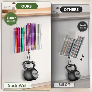 Heavy-duty wall mounted acrylic straw holder with 5kg load capacity and 9.5 inch length