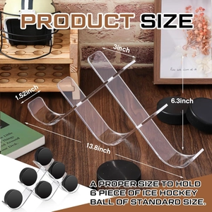 Acrylic 6-puck ice hockey display stand with tiered design for sports memorabilia
