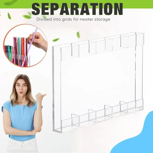 Multi-compartment transparent acrylic straw holder organizer for kitchen counter storage