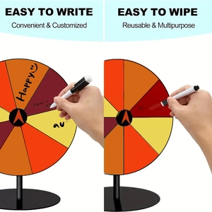 Roue de la fortune en acrylique coloré avec surface effaçable pour jeux DIY