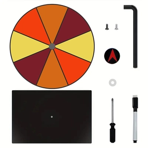 Kit roue de la fortune en acrylique avec 8 secteurs, base, outils et stylo effaçable