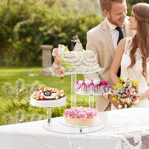 4-tier transparent acrylic cupcake stand for weddings and parties with staggered round trays