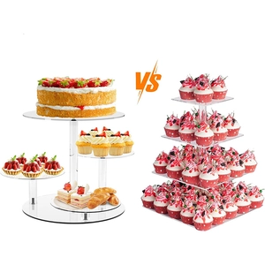 4-tier acrylic cupcake stand set with round and square tower displays for wedding parties