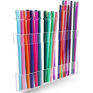 Acrylic Drinking Straw Holder Wall Mounted Straw Organizer Storage Rack For Cabinet Kitchen Countertop Quick Drying Tray