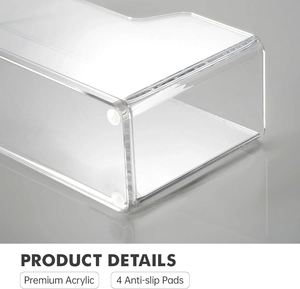 Detail of premium clear acrylic towel holder with non-slip pads and high transparency