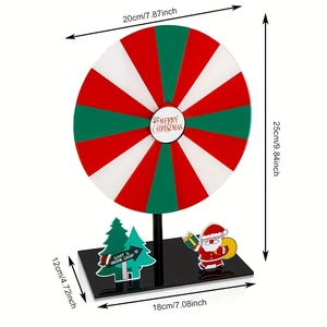Detailed dimensions of 25cm Christmas prize wheel with Santa Claus and tree decor