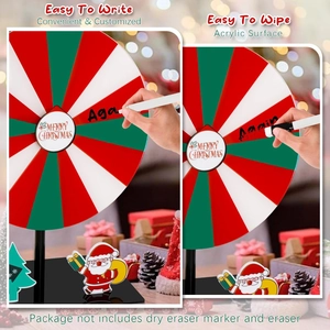 Acrylic Christmas prize wheel with dry-erase surface and colorful rainbow sections