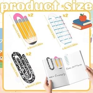 Large acrylic pencil and floral paper clips bookmarks set for teacher appreciation gifts