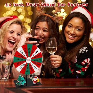 Detailed 7.8 inch Christmas prize wheel for fortune with festive holiday party background