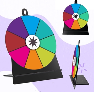 6-inch multi-colored prize wheel with stable black stand for parties and carnival games