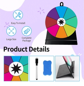 6-inch acrylic prize wheel with colorful segments, stand, marker and eraser accessories