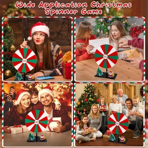 Close-up of a festive Christmas prize wheel with Santa and tree base for holiday parties