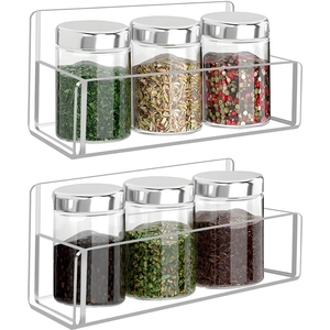 Set of two 9-inch clear acrylic wall-mounted spice racks for kitchen and bathroom storage
