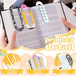 Giant acrylic paperclip bookmarks set with patterns of polka dots and stars for teachers