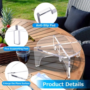 Detailed view of clear acrylic base with five legs and anti-slip pads for stability