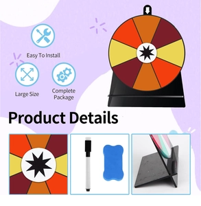 Detail view of the 6-inch dry erase prize wheel with writing pen and bone eraser tool