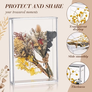 Transparent acrylic display box for flowers with a sliding lid and high clarity finish