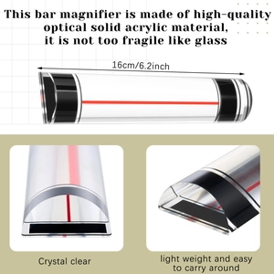 6 inch acrylic bar magnifier with red guiding line for reading small print and text