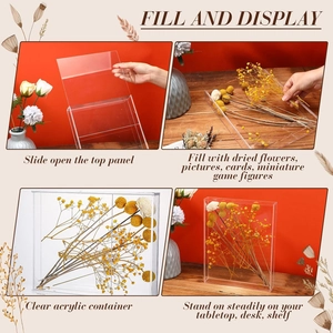 Clear acrylic display box with sliding lid for dried flowers and collectibles