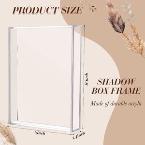 Detailed size specification for the 8x10 inch clear acrylic shadow box display frame