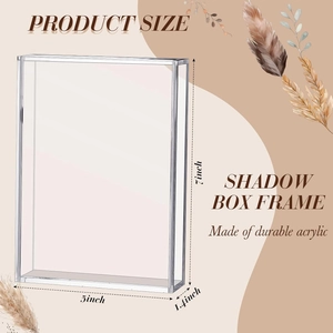7x5x1.4 inch clear acrylic shadow box frame showing precise product dimensions