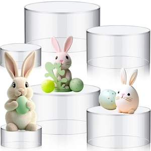 Clear acrylic cylinder riser set for jewelry display with multi-level round display stands