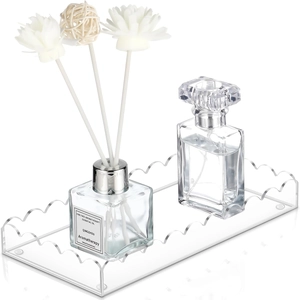 Modern Scalloped Edge Transparent Acrylic Tray Rectangular Vanity Organizer For Perfume Aromatherapy Soap Bathroom Storage