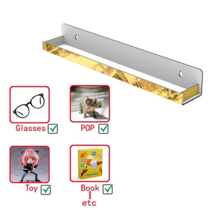 15-inch gold acrylic wall-mounted display rack with gear pattern for glasses and toys