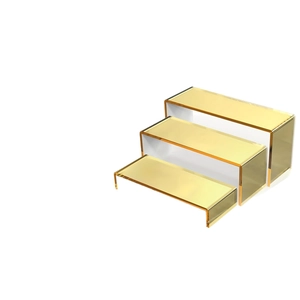 3-tier gold acrylic riser stand set for jewelry and collectibles display