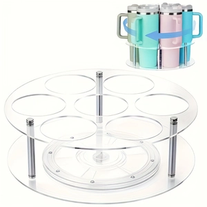 Acrylic Rotatable Cup Organizer Rack For Tumblers Modern Minimalist Storage Holder For Kitchen Cabinet Countertop Display Stand