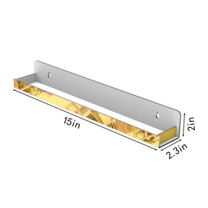 15-inch gold mirror acrylic wall mounted nail polish rack and sunglasses storage shelf
