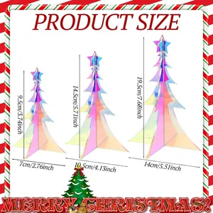 3-piece set iridescent acrylic Christmas tree ornaments with specific size specifications