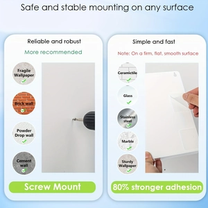 Dual installation guide showing screw mount and adhesive options for straw holders