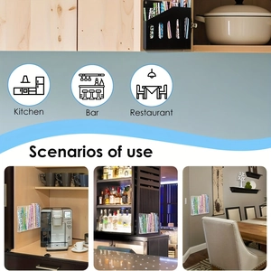 Acrylic straw holder usage scenes in kitchen, bar and restaurant with magnetic wall mount