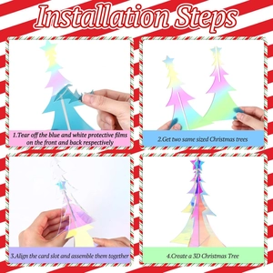 3-piece colorful acrylic DIY Christmas tree set with easy installation steps