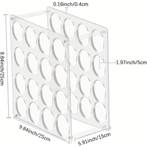 Acrylic 32-hole vinyl roll holder with 25x25x15cm dimensions and transparent structure