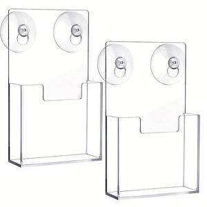 Transparent Acrylic Brochure Holder Wall Mounted Magazine Display Stand With Suction Cups For Office Business Store Home