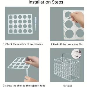 32-hole acrylic vinyl roll storage rack showing easy 4-step assembly and installation