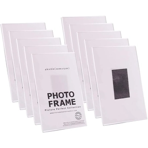 Detailed macro view of 10 pack 4x6 inch acrylic photo frames with clear magnetic design