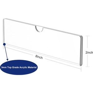 Clear acrylic wall nameplate holder with adhesive tape, 8x2 inch size and 3mm thick