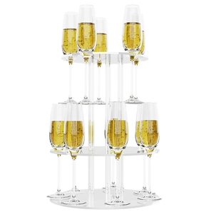 Tiered Acrylic Champagne Glass Display Stand Beverage Tower Cocktail Tree For Wedding Party Event Celebration Drinkware