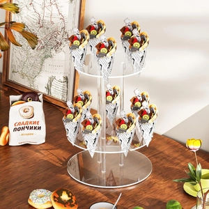 Three-tier clear acrylic cocktail tree tower and drink display stand for party events