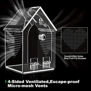 Transparent house-shaped acrylic reptile enclosure with 1mm micro-holes ventilation