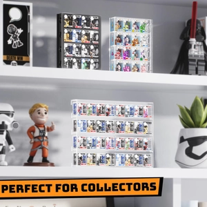 Clear acrylic storage case with 20 compartments for action figures and mini collectibles
