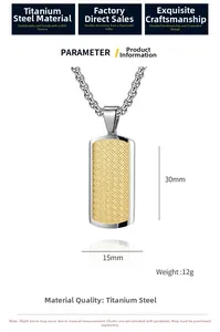 Macro detail of rectangular titanium steel pendant with golden woven texture and silver frame