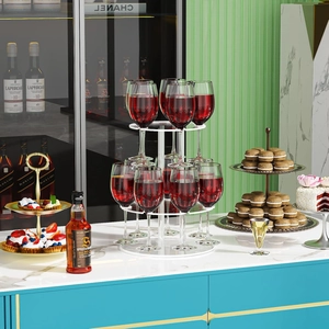 White 3-tier acrylic wine glass tower and cocktail tree stand for luxury party events