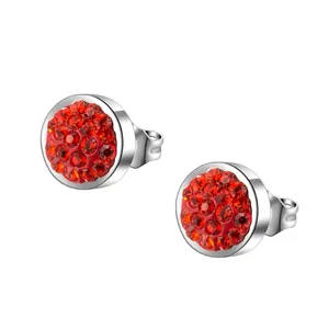 Boucles d'Oreilles Clous Rondes en Acier Inoxydable Style Ethnique Avec Incrustation de Strass et Argile Bijoux Rétro Femme