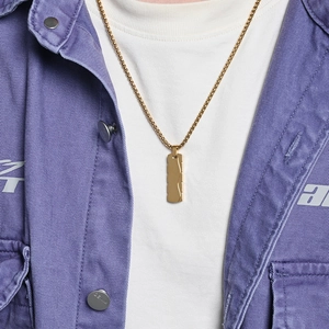Minimalistische goldene Stabkette mit Wellentextur an einer Box-Kette für Damen und Herren