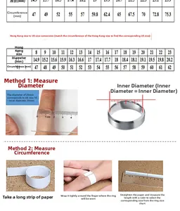 Guide des tailles détaillé pour bagues homme indiquant diamètre et circonférence